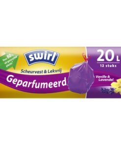 Swirl Pedaalemmerzak met Trekband Geparfumeerd Vanille-Lavendel 20L 12 Stuks