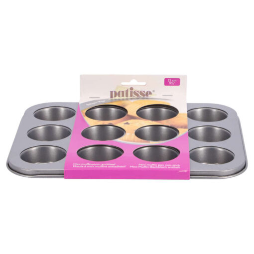 Patisse Metalen Mini Muffinvorm 12 Vaks Zilver