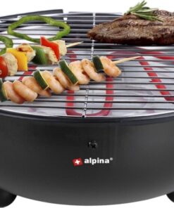 Alpina Elektrische BBQ Tafel-Barbecue 1250W 30 Cm Zwart