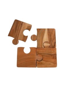 Onderzetters Puzzel 10x13x0.6 cm 4 Stuks Acaciahout