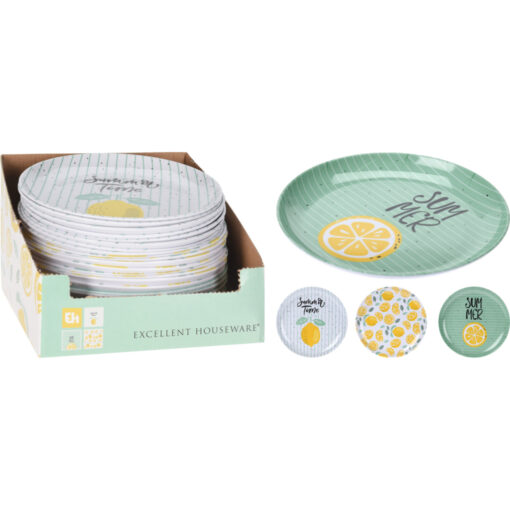 Excellent Houseware Bord Ø20 Cm Lemon 3 Assorti