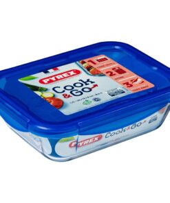 Pyrex Cook & Go Glazen Ovenschaal + Deksel 24x18x6 cm Transparant/Blauw