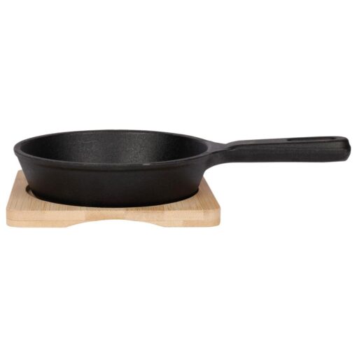 Gietijzeren Gratinschotel 12.5 cm + Bamboe Onderzetter Zwart