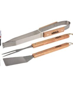 BBQ Gereedschap RVS/Hout 36cm 3-delig
