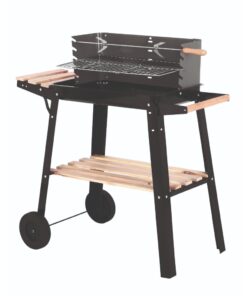 Houtskool Barbecue met Wielen Hout/Zwart