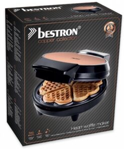 Bestron AWM700CO Wafelijzer Hartjes 700W Koper/Zwart