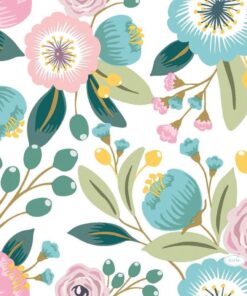 Duni Servetten Blossoms 3-laags 33x33cm Papier Blauw 20 Stuks