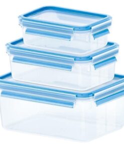 Emsa 508566 Clip & Close Vershouddozen 0.55L/1L/2.3L 3 Stuks Blauw