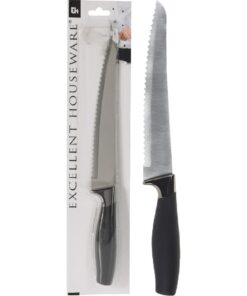 Excellent Houseware Broodmes 33 cm RVS/Zwart