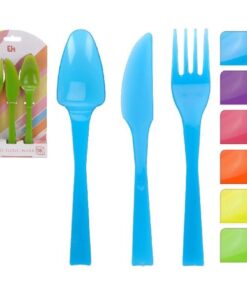 Excellent Houseware Plastic Bestekset met 6 Kleuren 18-delig