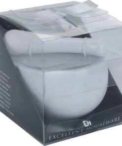 Excellent Houseware Witte Bijzel met Stamper van Porselein 11x10 cm Kruiden Specerijen Vermalen