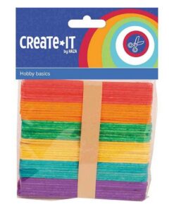 Haza Create It Houten IJsstokjes 50 Stuks Multicolor