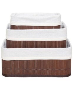Homestyle Pro Bamboe Opbergmanden 3 Stuks Bruin/Wit