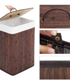 Alternative view of Homestyle Pro Rechthoekige Bamboe Wasmand 40x30x60 cm Bruin/Wit