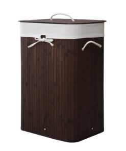 Homestyle Pro Rechthoekige Bamboe Wasmand 40x30x60 cm Bruin/Wit