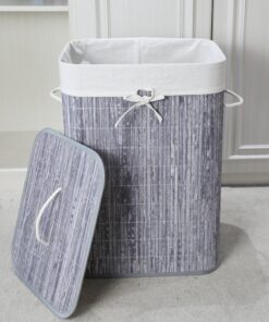 Alternative view of Homestyle Pro Rechthoekige Bamboe Wasmand 40x30x60 cm Grijs/Wit