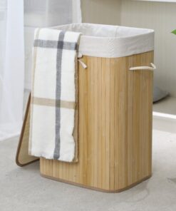 Alternative view of Homestyle Pro Rechthoekige Bamboe Wasmand 40x30x60 cm Naturel/Wit