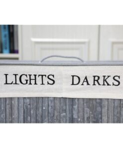 Alternative view of Homestyle Pro Rechthoekige Bamboe Wasmand + Tekst 52x32x63 cm Grijs/Wit