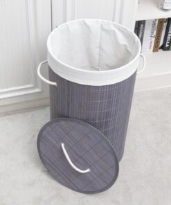 Alternative view of Homestyle Pro Ronde Opvouwbare Bamboe Wasmand 35x50 cm Grijs/Wit