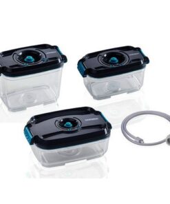 Leifheit 3233 Vacuüm-Vershouddoosjes 3 Stuks Zwart/Transparant