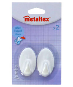 Metaltex Ovalen Plakhaken 2 Stuks Wit