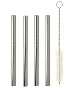 Metaltex RVS Rietjes 12.5x0.8 cm + Borstel 4 Stuks