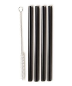 Metaltex RVS Rietjes 21.5x0.6 cm + Borstel Zwart 4 Stuks