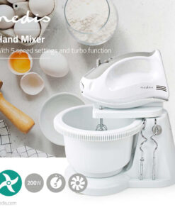 Alternative view of Nedis KAHM110CWT Handmixer 200 W 5-snelheden Turbo-functie Draaikom / 2 Deeghaken / 2 Kloppers Grijs / Wit