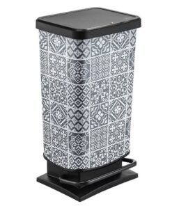 Rotho Paso Pedaalemmer Tegeltjes 40L Grijs/Zwart