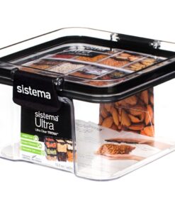 Sistema Voorraaddoos Tritan Vierkant 460 ml Transparant/Zwart